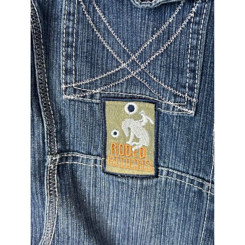 Cantarana Womens Y2K Denim Jacket Brown Hooded Western Rodeo Graphic Blue 14 - Picture 3 of 8